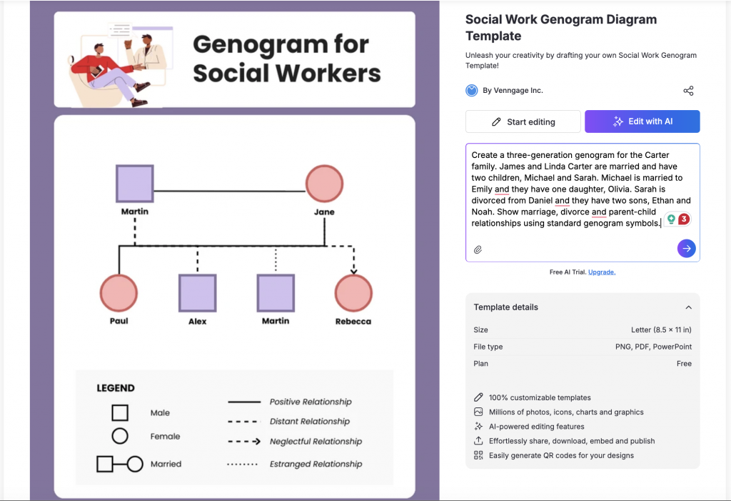 Social Work Genogram Diagram Template